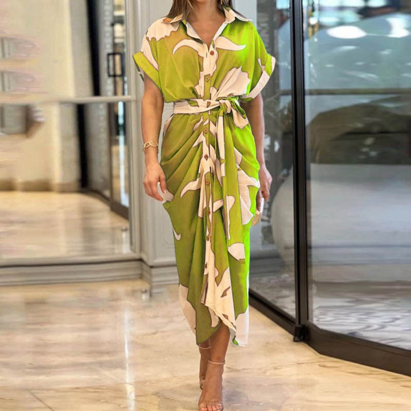 Robe Chemise Élégante à Motifs Abstraits