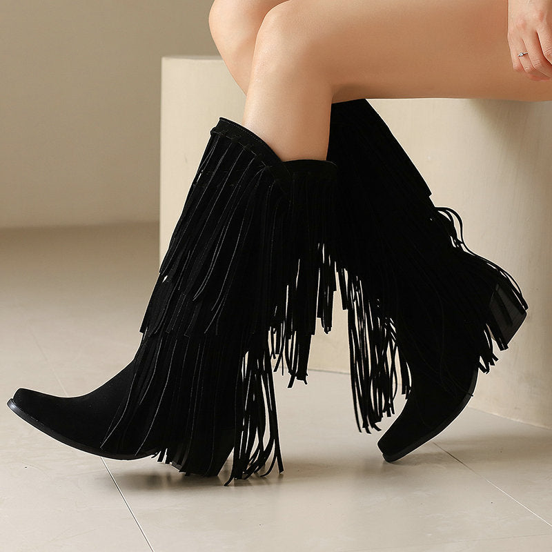 Esprit Bohème – Bottes Frangées Mi-Mollet