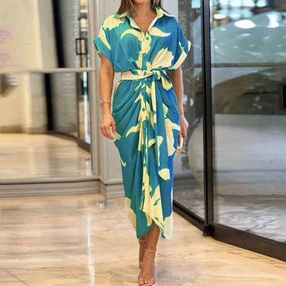 Robe Chemise Élégante à Motifs Abstraits