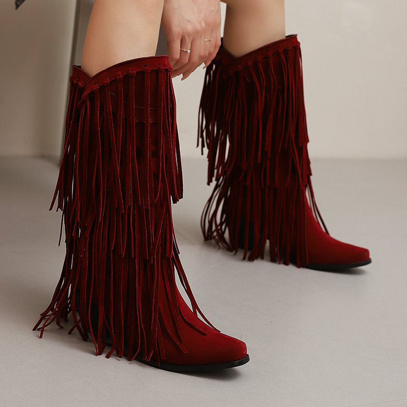 Esprit Bohème – Bottes Frangées Mi-Mollet