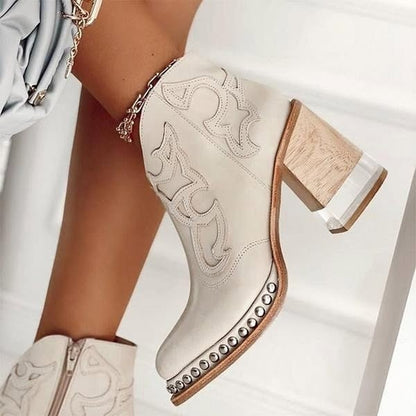 Tanus Spirit – Bottines Sculptées à Talon Carré & Charme Sauvage