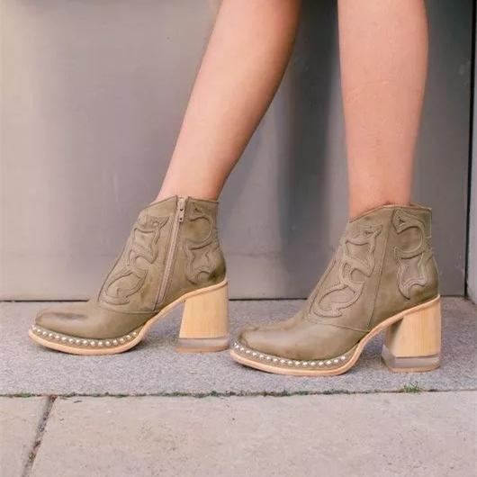 Tanus Spirit – Bottines Sculptées à Talon Carré & Charme Sauvage