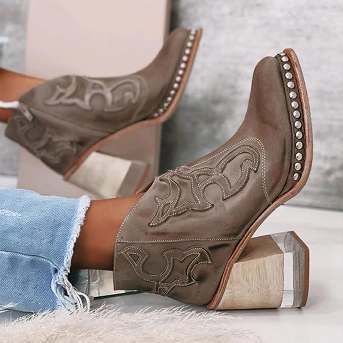 Tanus Spirit – Bottines Sculptées à Talon Carré & Charme Sauvage