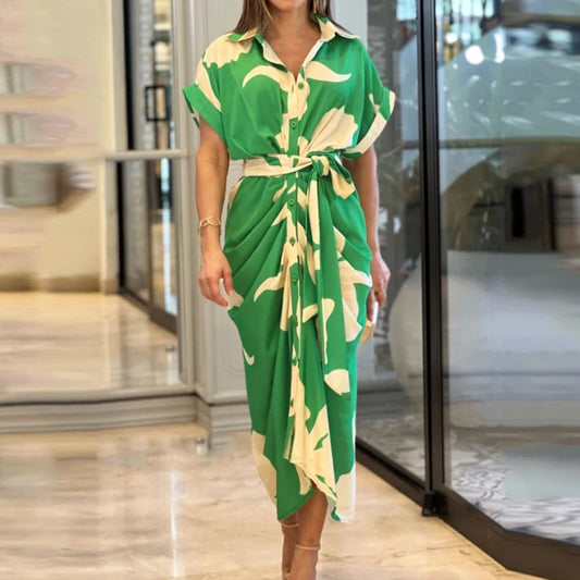 Robe Chemise Élégante à Motifs Abstraits