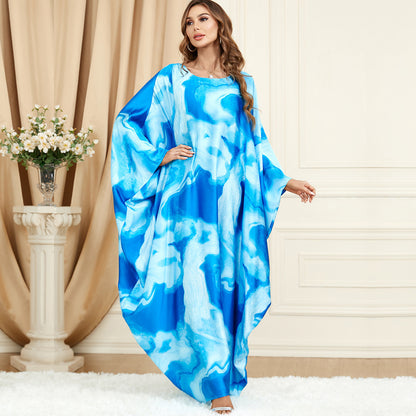 Ombres Élégantes – Robe Caftan à Imprimé Marbré
