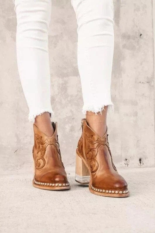 Tanus Spirit – Bottines Sculptées à Talon Carré & Charme Sauvage